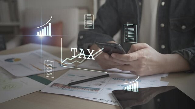 Federal Income Tax IRS Digital tax filing Tax return financial planning analyzing  data revenue deductions filing income tax online payment mobile app Business tax management 