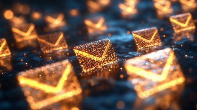Digital Messaging: A dynamic digital scene of luminous email icons, symbolizing modern communication and the interconnected world of online correspondence.