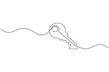 Obraz premium Minimalist key outline in continuous one line drawing style 