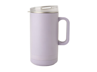 Lavender insulated travel mug with handle and lid