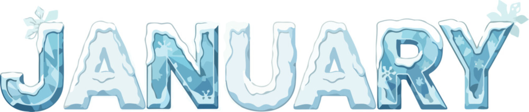 January Frosty Text Illustration for Seasonal Design and Winter Greetings