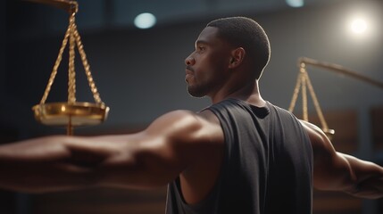 Conceptual imagery uses the symbol of scales to express equality, proportion, and the pursuit of objective truth. cinematic color correction, natural uneven lighting yet gentle backlight, soft rich