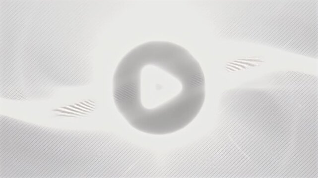 Bright and professional video play button design with glowing effects on a white background for digital media marketing and presentations.