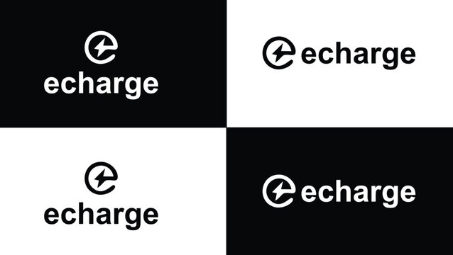 E-Charge Logo Design Set for Electric Vehicle Charging Station Branding, Minimalist EV Identity Symbols for Renewable Energy Startups, Clean Modern Tech Icon Graphics