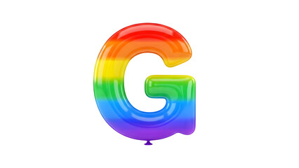 Vibrant Rainbow-Colored Letter G Balloon on Black Background