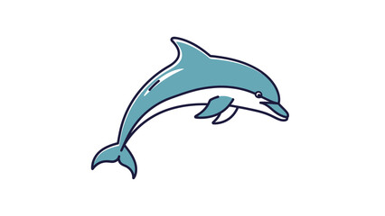 Fototapeta premium Illustration of a playful dolphin jumping in the air with a joyful expression.