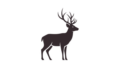 Obraz premium Silhouette of a majestic deer with large antlers standing calmly.