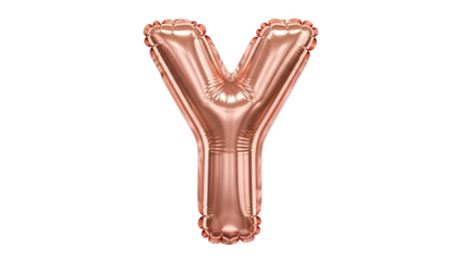 Shiny Rose Gold Letter Y Balloon on Black Background
