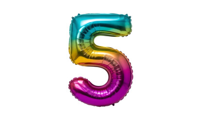 Colorful Rainbow Number 5 Balloon on Black Background for Party Decoration