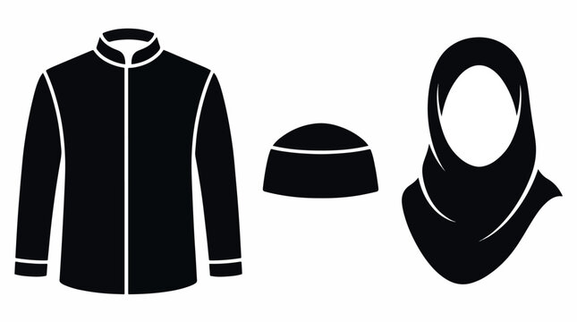 Islamic clothing set with longsleeved shirt kufi and hijab.