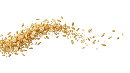 Oatmeal Grains Scattering on Black Background, Healthy Food Concept