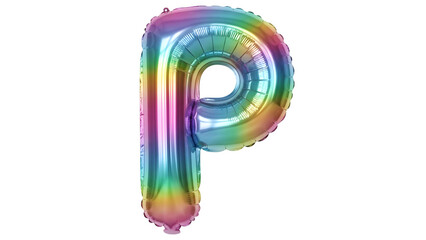Obraz premium Colorful Rainbow Letter P Balloon on Black Background