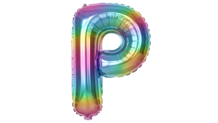 Colorful Rainbow Letter P Balloon on Black Background