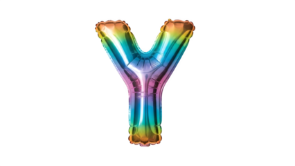Colorful Rainbow Letter Y Balloon on Black Background