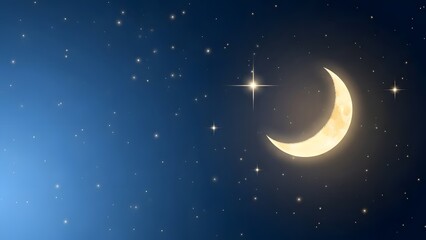 Fototapeta premium Crescent moon shining in a starry night sky