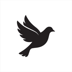 Fototapeta premium Silhouette flying dove bird peaceful faith hope symbol Vector illustration