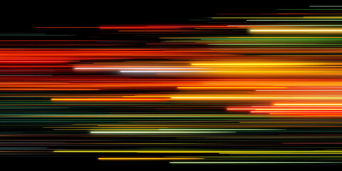 Smooth horizontal streaks of luminous energy on black backdrop, refined abstract background for shopping, finance, and modern presentations