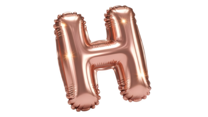 Rose Gold Balloon in Shape of Letter H on Black Background Party Decoration