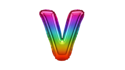 Colorful Rainbow Gradient 3D Letter V Typography on Black Background