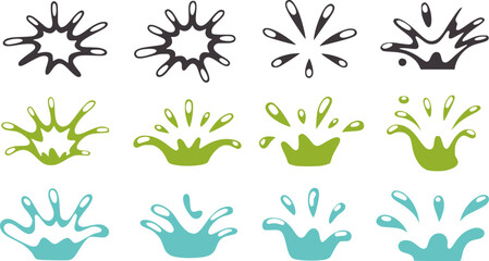 Colorful abstract water splash patterns in black green and blue