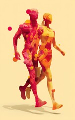 athletic man and woman walking together