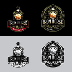 Fully editable vector Logo template with a classic locamotive and old western theme © prabuddikadb