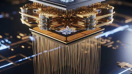 Advanced Quantum Computing Processor with Golden Circuits and Data Flow