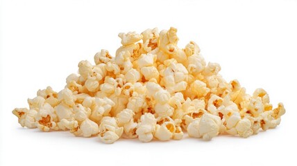 Pile of popcorn on white background. AI generated
