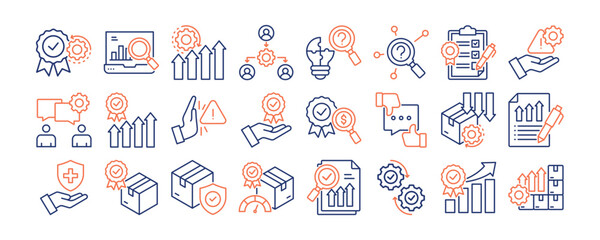 Quality Improvement icon collection. Containing design quality, business, control, improvement, performance