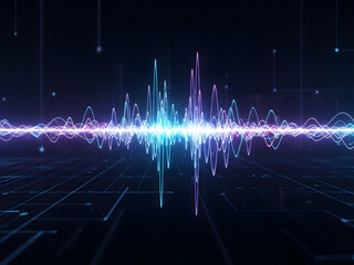 Futuristic Digital Sound Wave on Dark Background