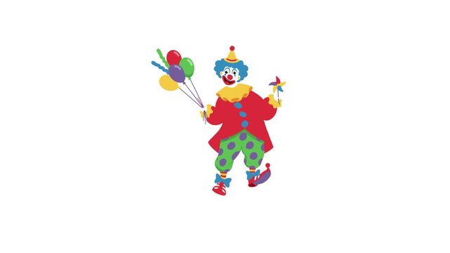 Video Cute Clown Walking Animation