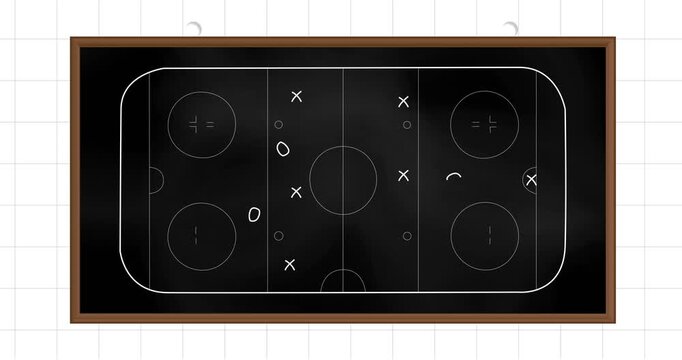 Animation of game plan drawn on sports board against black background