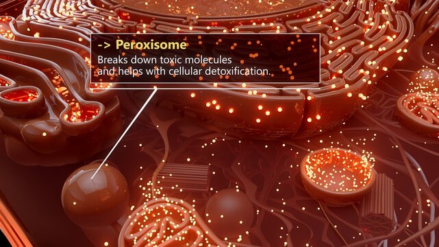 3D illustration of a peroxisome involved in cellular detoxification