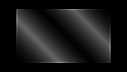 Realistic transparent shiny rectangular glass panel with light glare and reflection overlay effect. Clear glossy vector glass plate isolated on black background 16:9 ratio gradient glass illustration. © LionStudio