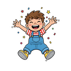 Adorable cute cartoon standing with open arms welcoming gesture joyful smile isolated 