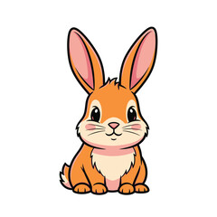 Obraz premium A cute cartoon illustration of a brown rabbit sitting on white background