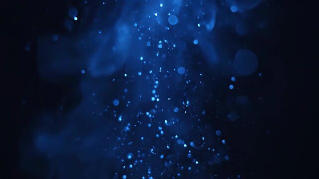 Abstract background of blue light particles and smoke (underwater, fantastical, background)