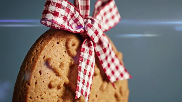 Gingerbread cookie with gingham bow