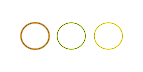 Trio of Minimalist Glowing Circular Neon Rings