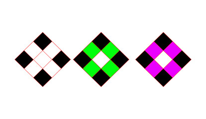 Comparative Geometric Diamond Grid with Multi-Color Shading
