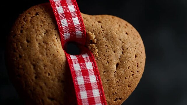 Heart cookie with gingham ribbon