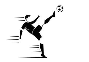 Soccer player kicking ball silhouette