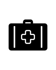 Fototapeta premium Black first aid kit icon symbolizing emergency care and medical assistance.