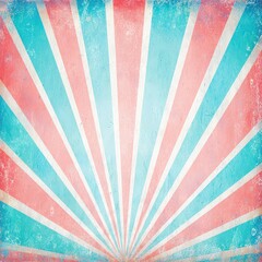 Abstract Retro Sunburst Background with Turquoise and Red Stripes Fanning from the Center in a Vintage Style Texture for Graphic Design Elements
