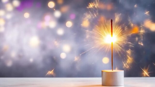 Sparkler's Serenade: A single sparkler ignites, its fiery dance painting a backdrop of radiant bokeh and creating an atmosphere of festive glee.