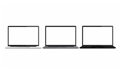 Minimal laptop mockup vector set with blank empty screens isolated on white