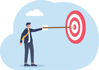 Businessman Aiming at Marketing Target with Pointer