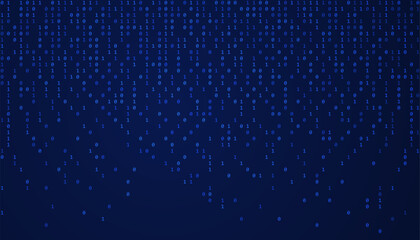 Falling binary numbers on dark tech background