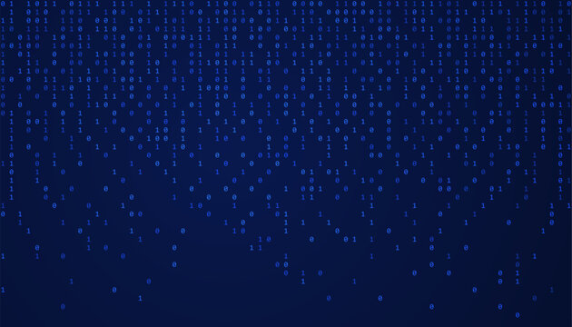 Falling binary numbers on dark tech background