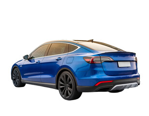 Fototapeta premium Side Profile Blue Electric SUV Isolated on Transparent Background
